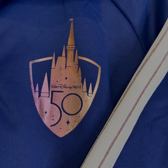 Disney Blue 50th Anniversary Track Jacket Zip WDW Metallic Castle Size XXL NEW! - Picture 5 of 7